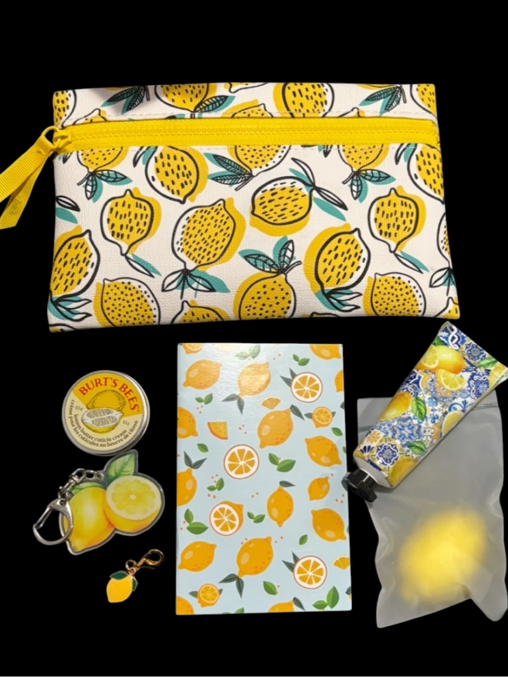 Burt's Bees Lemon Butter Cream & Lemon Gift Set - lotion, Keychain, pouch etc